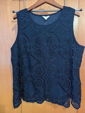 Adiva XL Navy Blue Lacy Sleevless Blouse